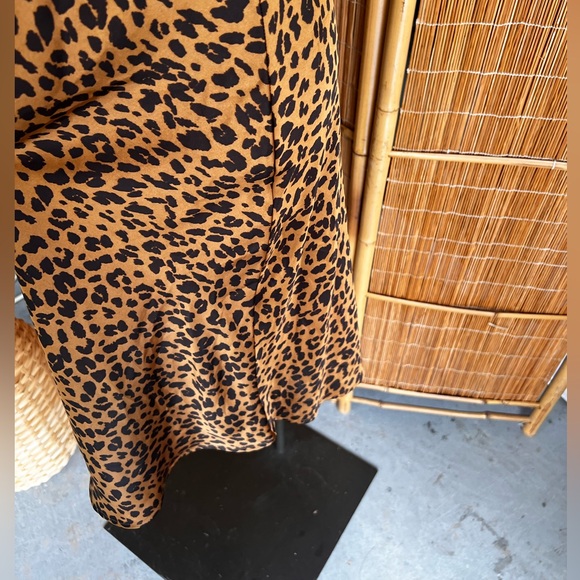 Leopard Animal Print Satin Midi Slip Dress Mob Wife Glam Party Medium - Picture 5 of 6